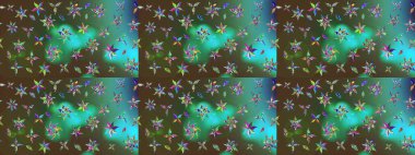 Küçük çiçekteki sevimli çiçek deseni. Yeşil ve kahverengi renkli çiçekler. Raster illüstrasyonu.