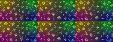 Raster. Yeşil ve kahverengi renkte güzel çiçekleri olan eskiz deseni, suluboya çiçek deseni, duvar kağıdı, kart veya kumaş için fayanslı.