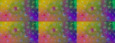 Varicologreen ve kahverengi raster çizimi. Küçük çiçekteki sevimli çiçek deseni. Birçok yeşil ve kahverengi soyut çiçekli tropikal çizim deseni.