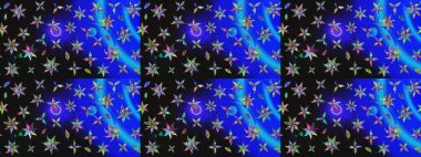 Raster deseni. Çiçek kompozisyonu. Çiçek kolajı. Küçük çiçekte güzel bir desen var. Çiçek arkaplan. Doğa. - Mavi ve gri çiçekler.