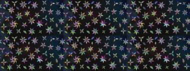 Gri ve mavi renklere karalamalar çizilmiş çiçek deseni. Raster illüstrasyonu.