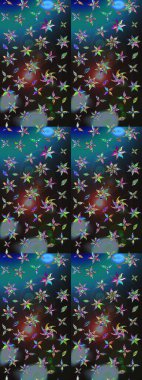 Renkli Bahar Teması eskiz kalıbı. Düz Çiçek Elementleri Tasarım Raster illüstrasyonu. Gri ve mavi renkte çiçekler. Çiçek eskiz kalıbı geçmişi.