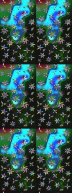 Küçük çaplı çiçeklerdeki basit şirin desenler. Tekstil veya kitap kapakları, imalat, duvar kağıtları, baskı, hediye paketi ve yapıştırma kitabı için çiçek eskizi geçmişi. Raster illüstrasyonu.