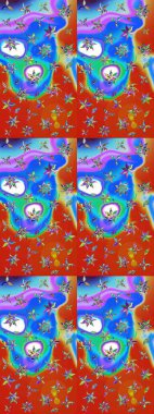 Raster Moda kumaş deseni. Çizgi çizimi kalıbı. Şirin çiçekler..