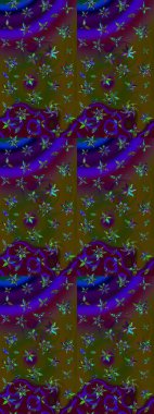 Nazik romantik baskı. Tatil havası. Raster güzel bir çiçek deseni çizmiş. Bahar mevsimi. Kahverengi ve yeşil renkte çiçekler.