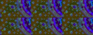 Raster illüstrasyonu. Çiçek desenli çizim. Kahverengi ve yeşil renkli Asyalı tekstil.