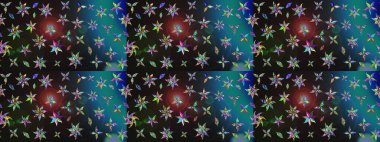 Raster illüstrasyonundaki çiçek desenli çizim. Gri ve mavi renkte çiçekler.