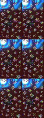 Raster illüstrasyonu. Kumaş, tekstil, duvar kağıdı baskısı için. Eski usul. Tomurcukları papatya çiçekleri olan sevimli bir çiçek deseni. Miles Fleur, süslü püslü bir süs. Taslak arkaplan.