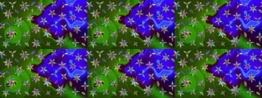 Sabıka fotoğraflarında, bebek kıyafetlerinde, duvar kâğıtlarında, paket kutularında falan kullanılabilir. Zarif, parlak ve eskiz yeşil ve mavi çiçek deseni tasarımı.