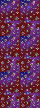 Çiçek desenli eskiz, yaz çiçekleri. Mor ve kırmızı renkte çiçekler. Düz Çiçek Elementleri Tasarımı. Renkli Bahar Teması çizim şablonu.