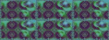 Renkli Bahar Temalı Kusursuz Arkaplan. Yeşil renkli çiçekler. Raster illüstrasyonunda kusursuz çiçek deseni. Düz Çiçek Elementleri Tasarımı.