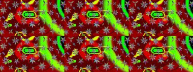 Eskiz geçmişi. Miles Fleur, süslü püslü bir süs. Raster illüstrasyonu. Kumaş, tekstil, duvar kağıdı baskısı için. Eski usul. Tomurcukları papatya çiçekleri olan sevimli bir çiçek deseni..