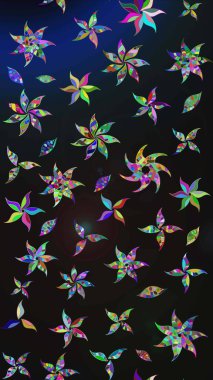 Raster düz çiçek çizim deseni. Gri ve mavi renkte çiçekler. Tasarım hediye paketi, tebrik kartları, posterler ve afiş tasarımı.