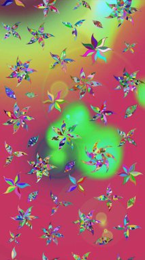 Modern çiçek arkaplanı. Moda baskıları için zarif bir şablon. Halk tarzı. Parlak renkli çiçekleri ve pembe ve yeşil renkli yaprakları olan muhteşem bir çiçek deseni..