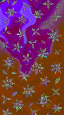 Kahverengi ve mor çiçekli bahar çiçekleri. Küçük renkli çiçekler. Küçük çiçekte güzel bir desen. Motley illüstrasyonu. Moda baskıları için zarif bir şablon.