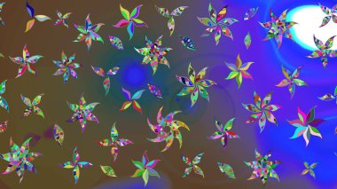 Organik motif arka planı. Raster illüstrasyonu. Çizim kalıbı. Ultraviyole kumaş deseni.