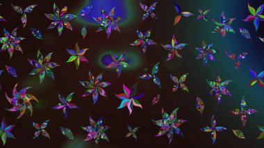 Raster resim. Çiçek desenli çiçek ve yaprakları ile. Sevimli küçük çiçek desenle.