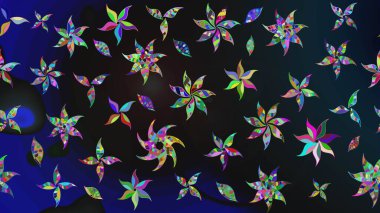 Gri ve mavi renkte çiçekler. Çiçekli karalama şeklinde Raster çiçek deseni. Nazikçe, güzel çiçek arkaplanı..