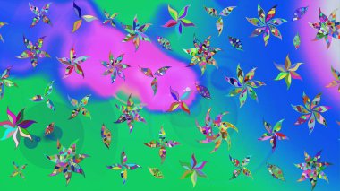 Mavi ve yeşil renkli çiçekler. Renkli mavi ve yeşil çizim kalıpları. Doodle tarzı. Tekstil ve kapak tasarımı için mükemmel. Elle çizilmiş sonbahar çiçeği deseni..