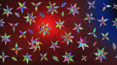 Düz Çiçek Elementleri Tasarımı. Renkli Bahar Teması eskiz kalıbı. Raster illüstrasyonundaki çiçek desenli çizim. Güzel kumaş deseni.