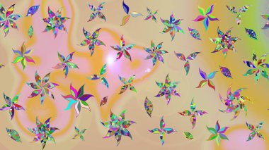 Çiçek ve yapraklı çiçek deseni. Küçük çiçekli şirin bir desen. Raster illüstrasyonu.