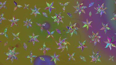 Kahverengi ve yeşil renklerde. Soyut çiçek çizim kalıbı arka planı. Küçük çiçekteki sevimli çiçek deseni. Raster illüstrasyonu. Raster deseni.