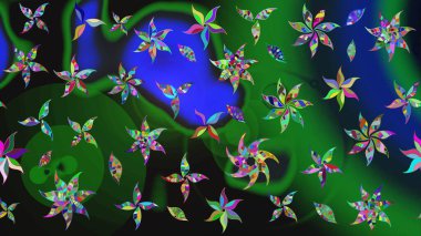 Çiçek çelengi. Güzel, parlak, pürüzsüz kumaş, tuval. Kıvırcık, parlak örgü. Desen, çizim, çiçek sınırı. Eski moda arka plan. Raster illüstrasyonu.