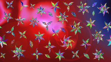 Güzel kumaş deseni. Raster suluboya deseni, narin çiçekler, kırmızı ve pembe çiçekler, tebrik kartı şablonu..