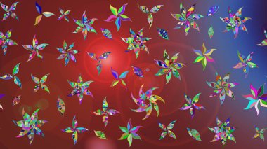 Suluboya çiçekli çiçek deseni. Kahverengi ve kırmızı renklerde güzel bir tekstil. Raster illüstrasyonu.