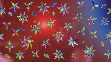 Raster illüstrasyonundaki çiçek desenli çizim. Kahverengi ve kırmızı renkte çiçekler.