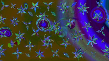 Kabile sanatı boho baskısı, klasik çiçek arkaplanı. Arkaplan dokusu, duvar kağıdı, kahverengi ve yeşil renkli çiçek teması. Soyut etnik raster çizim kalıbı.