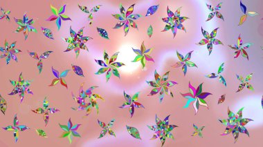 Küçük çiçekteki sevimli çiçek deseni. Raster deseni. Raster illüstrasyonu. Yumuşak, yaz çiçekleri tarafsız ve pembe renklerde.