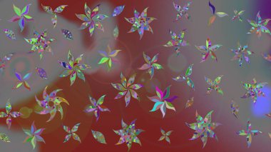 Çiçek duvar kağıdı. Çizim kalıbı. Renkli süs kenarı. Hint süsü. Raster illüstrasyonu. Kahverengi ve gri renklerde.