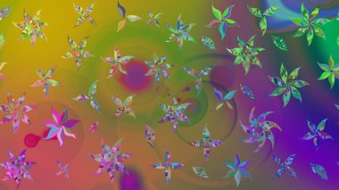 Yeşil ve kahverengi renkli etnik çiçekli zarif eskiz deseni. Raster Çiçek İllüstrasyonu güzel tekstil..