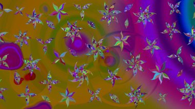 Çizim çiçek deseni duvar kâğıdı olarak kullanılabilir. Kahverengi ve mor renkli çiçekler. Raster illüstrasyonu.