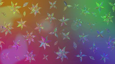 Çiçek duvar kâğıdı. Kahverengi ve yeşil renkli şirin tekstil. Raster illüstrasyonu. Renkli çizim kalıbı. Çiçek arka planı.