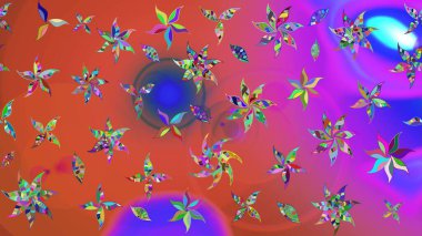 Pembe ve turuncu çiçekli eskiz deseni, suluboya çiçek deseni, sevimli çiçek, duvar kağıdı, kart veya kumaş için fayanslı. Raster - stok.