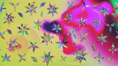 Suluboya stilinde nötr ve mor renklerde. Raster illüstrasyonu. Küçük çiçekli bahar deseni çiz.