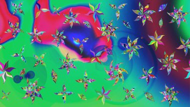 Raster. Güzel suluboya çiçekler, parlak resim ilham verici yeşil ve mavi çiçek desenli eskiz arka plan.