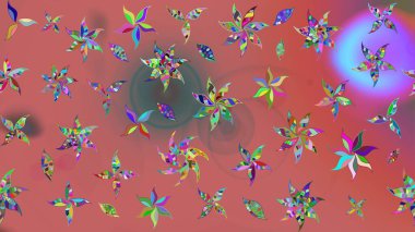 Raster illüstrasyonundaki çiçek desenli çizim. Suluboya tarzında pembe ve mor renkte çiçekler.