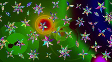 Soyut etnik raster çizim kalıbı. Arkaplan dokusu, duvar kağıdı, yeşil ve siyah renkli çiçek teması. Kabile sanatı boho baskısı, klasik çiçek arkaplanı.