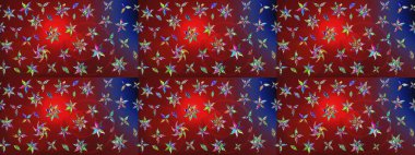 Renkli Bahar Teması eskiz kalıbı. Raster illüstrasyonundaki çiçek desenli çizim. Düz Çiçek Elementleri Tasarımı. Süslü kumaş deseni.