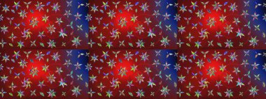 Renkli Bahar Teması eskiz kalıbı. Raster illüstrasyonundaki çiçek desenli çizim. Düz Çiçek Elementleri Tasarımı. Süslü kumaş deseni.