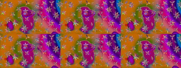 Suluboya, elle çizilmiş. Turuncu ve mor yapraklı yabani çiçekler. Raster illüstrasyonu. Taslak arkaplan deseni.