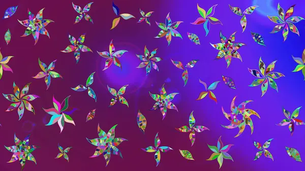 Mor ve mor renklerde. Raster illüstrasyonu. Mor ve menekşe renginde mor ve mor papatya deseni.