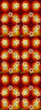 Turuncu, kırmızı ve kahverengi renkte yaz çiçekleri. Çiçekli karalama şeklinde Raster çiçek deseni. Raster illüstrasyonu.