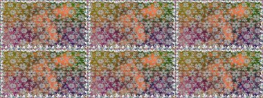 Düz Çiçek Elementleri Tasarımı. Kahverengi renkli çiçekler. Renkli Yaz Temalı Kusursuz Arkaplan. Sevimli çiçek raster deseni.