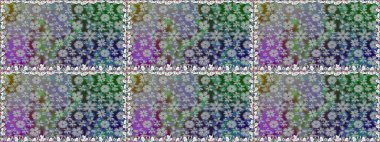 Çiçek süsü ile kusursuz desen. Raster illüstrasyonu. Gri renkli çiçekler.