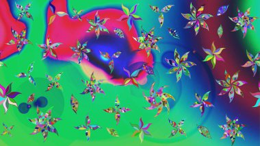 Raster. Güzel suluboya çiçekler, parlak resim ilham verici yeşil ve mavi çiçek desenli eskiz arka plan.