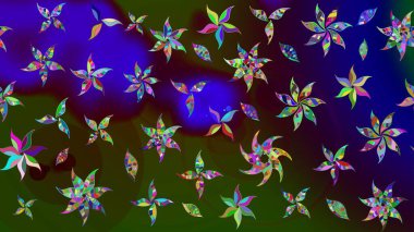 Kahverengi ve yeşil renkli çiçekler. Güzel çiçek deseni. Renkli Bahar Teması eskiz kalıbı. Düz Çiçek Elementleri Tasarımı.